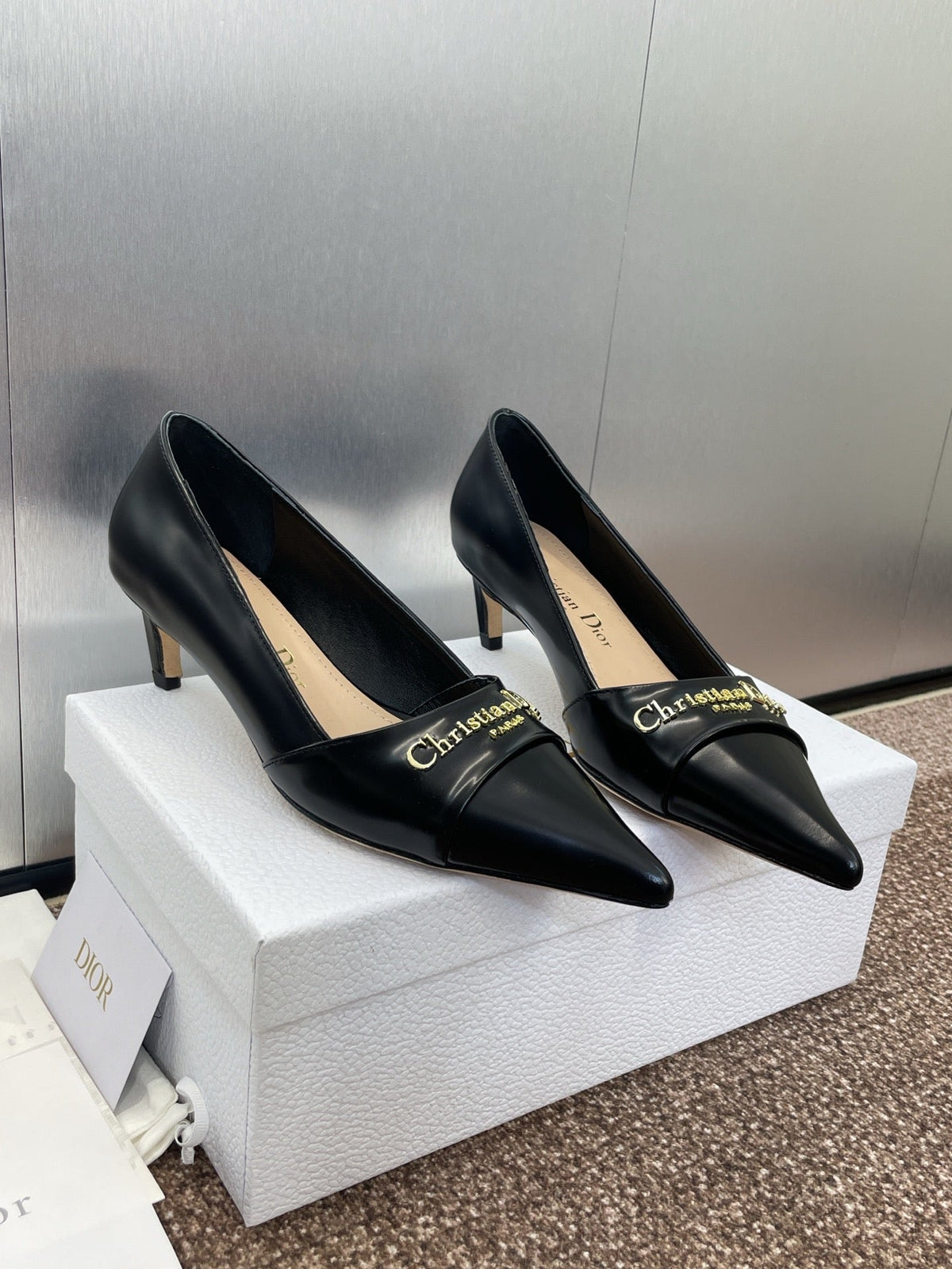MY DD 25S HIGH HEEL 55MM IN BLACK LAMBSKIN GOLD LOGO
