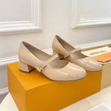 LV WOMEN ROMY HIGH BALLERINA IN GLOSSY BEIGE LAMBSKIN
