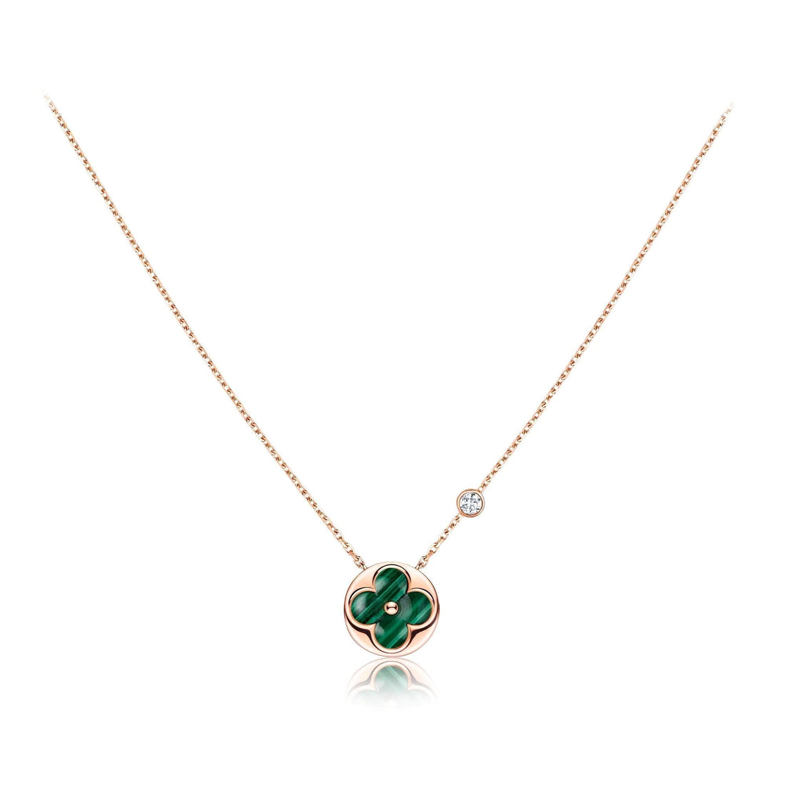 SUN PEDANT PINK GOLD 1 DIAMOND NECKLACE