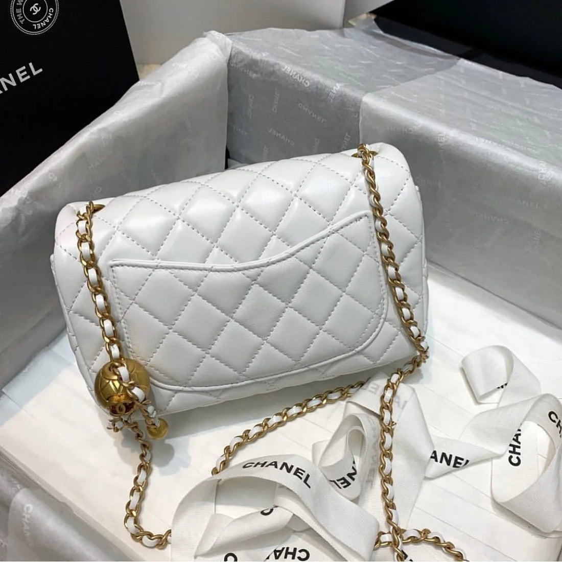 Chanel White Handbag – Flap Designer Bag