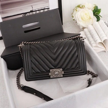 Chanel Le Boy Handbag 鈥� Chain Bag Black
