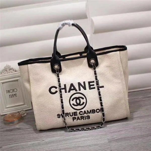 Chanel Canvas Deauville Large Tote Bags